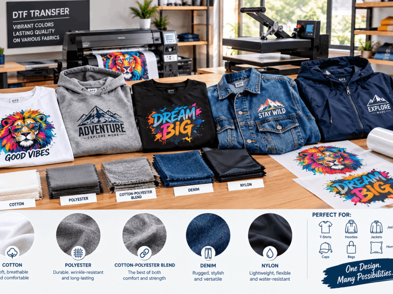 Textiles compatibles avec l'impression DTF en coton, polyester et tissus mélangés
